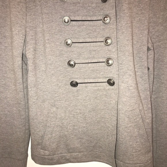 Express Military Band Comfy Button Up Gray Stretch Jacket- M - Picture 6 of 9